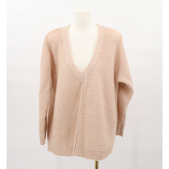 Free People Sweaters - Free People Sz S V-Neck Pullover Sweater Oversized Knit Pink Acrylic Wool Blend